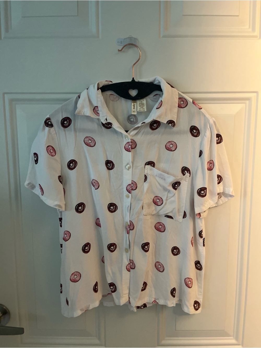 Japna White Shirt with Pink & Gray Donut Print